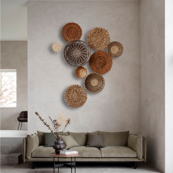 Set of 10 Seagrass Wall Basket For Wall Decor, Natural African Baskets - Picture 9 of 11